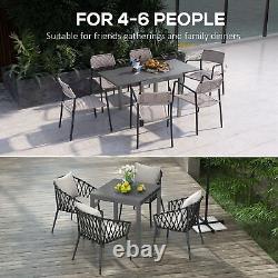 Outsunny Extendable Garden Table for 6 with Aluminium Frame for Patio, Balcony