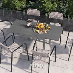 Outsunny Extendable Garden Table for 6 with Aluminium Frame for Patio, Balcony