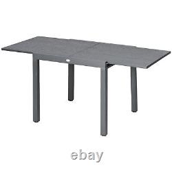 Outsunny Extendable Garden Table for 6 with Aluminium Frame for Patio, Balcony