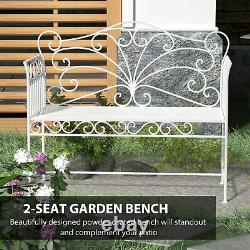 Outsunny Garden 2 Seater Metal Bench Park Chair Outdoor Rustic Vintage Loveseat