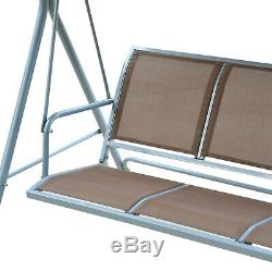 Outsunny Garden 3 Seater Metal Swing Chair Hammock Canopy Oustdoor Swinging Seat