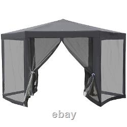 Outsunny Garden Hexagonal Gazebo Outdoor Canopy Patio Party Tent Grey