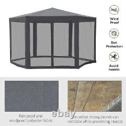 Outsunny Garden Hexagonal Gazebo Outdoor Canopy Patio Party Tent Grey