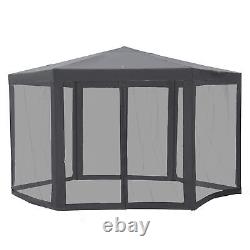 Outsunny Garden Hexagonal Gazebo Outdoor Canopy Patio Party Tent Grey