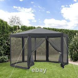 Outsunny Garden Hexagonal Gazebo Outdoor Canopy Patio Party Tent Grey