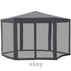 Outsunny Garden Hexagonal Gazebo Outdoor Canopy Patio Party Tent Grey