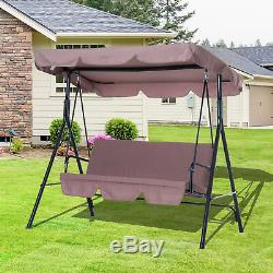 Outsunny Garden Metal Swing Chair 3 Seater Hammock Patio Canopy Bench Lounger