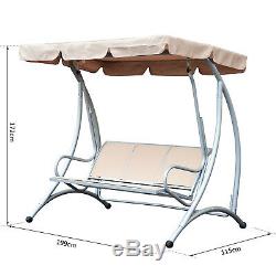 Outsunny Garden Metal Swing Chair Patio Hammock 3 Seater Adjustable Canopy Bench