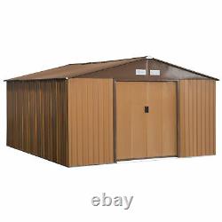 Outsunny Garden Shed Storage Metal Roof Tool Box Container 12.5ft x 11ft Yellow