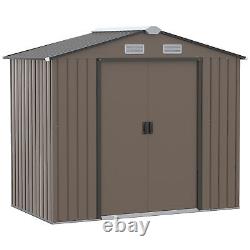 Outsunny Garden Shed Storage Unit withLocking Door Floor Foundation Vent Brown