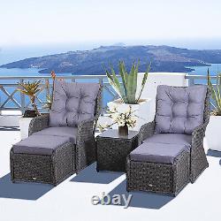 Outsunny Garden Sofa Chair & Stool Table Set Patio Wicker Weave Furniture Set