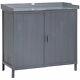 Outsunny Garden Storage Cabinet Potting Bench Table With Galvanized Top, Grey