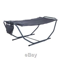 Outsunny Hammock Sun Lounger Bed Stand Steel Grey Garden Patio Outdoor