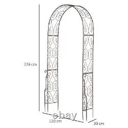 Outsunny Metal Garden Arch Arbour Rose Climbing Archway Plant Wedding Decorative