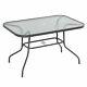 Outsunny Metal Garden Dining Table Outdoor Patio With Glass, Umbrella Hole