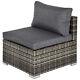 Outsunny Outdoor Garden Furniture Rattan Single Middle Sofa With Cushion Dark Grey