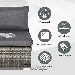 Outsunny Outdoor Garden Furniture Rattan Single Middle Sofa with Cushion Dark Grey