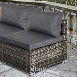 Outsunny Outdoor Garden Furniture Rattan Single Middle Sofa with Cushion Dark Grey