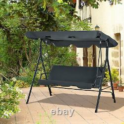 Outsunny Outdoor Metal Hammock Swing Chair 3-Seater Patio Bench Garden Dark Grey