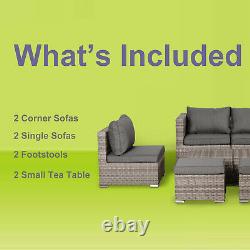 Outsunny Outdoor Rattan Garden Furniture 6 Seater Sofa & Coffee Table Set Grey