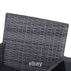 Outsunny Rattan Chair Garden Furniture Patio Companion Love Seat Table Grey