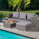 Outsunny Rattan Garden Sofa Set Storage Table Wicker Patio Lounger 4-seater Grey
