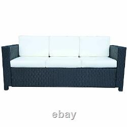 Outsunny Rattan Sofa Furniture Patio Garden Outdoor Wicker 3 Seater Chair Black