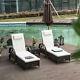 Outsunny Rattan Sun Lounger Side Table Day Bed Recliner Garden Chair With Wheels