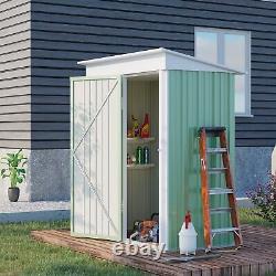 Outsunny Steel Garden Shed, Small Lean-to Shed for Bike Tool, 5x3 ft, Green