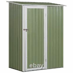 Outsunny Steel Garden Stool Storage Shed Sloped Roof Light Green 143x89x186cm