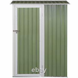 Outsunny Steel Garden Stool Storage Shed Sloped Roof Light Green 143x89x186cm