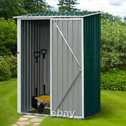 Outsunny Steel Garden Storage Shed Garden Stool Storage Sloped Roof Green