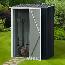 Outsunny Steel Garden Storage Shed Garden Stool Storage Sloped Roof Grey