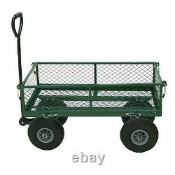 Oypla Garden Heavy Duty Garden Cart Metal Green Barrow Utility Trolley Home New