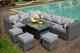 Papaver Range 9 Seater Rattan Corner Sofa & Dining Set Garden Furniture Grey