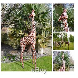 Painted Metal Giraffe Lawn Satue Zoo Animal Garden Feature Patio Figure Ornament