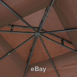 Party Tent Marquee Canopy Pavillion Mesh Sidewall Garden Steel Brown 3m x 3m