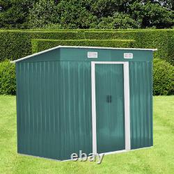 Patio Garden Shed 6/8/10FT Roofed Tool Metal Storage Sheds free Foundation Base