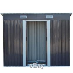 Pent Garden Shed Metal Storage Unit with Floor Frame Foundation Kit 8ft x 4ft