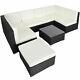 Poly Rattan Garden Furniture Lounge Set Seater Table Wicker Patio Balcony New
