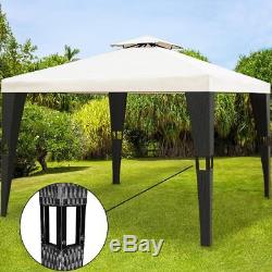 Poly Rattan Garden Gazebo 3x4m Outdoor Party Tent Reception Canopy Marquee Steel