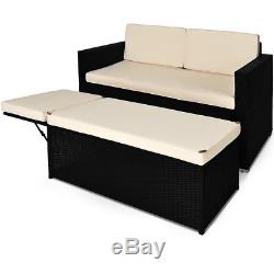 Poly Rattan Sofa Garden Conservatory Lounger Outdoor Patio Bench Day Bed Wicker