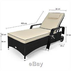 Poly Rattan Sunlounger Garden Day Sun Chair Bed Furniture Deck Outdoor Recliner