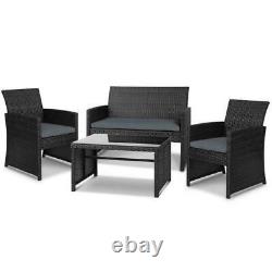 Premium New Garden Rattan Furniture Set 4 Piece Chairs Sofa Table Outdoor Patio