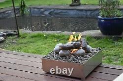 Propane Outdoor Portable Gas Fire Pit Garden Heater + Logs Lava Rock Pebble 14kw