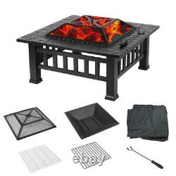 Quality Fire Pit BBQ Firepit Garden Square Table Stove Patio Heater with Grill