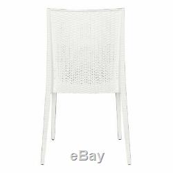 RATTAN GARDEN FURNITURE DINING TABLE AND 4 CHAIRS DINING SET OUTDOOR PATIO White
