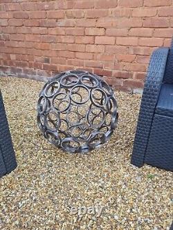 RUSTIC METAL GARDEN ART ORNAMENTAL SPHERE 50cm