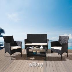 Rattan 3 Chairs and Table Garden Furniture Set Patio Conservatory Indoor Outdoor