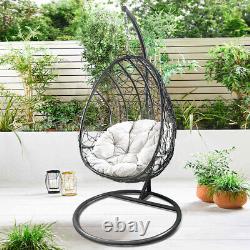 Rattan Anthracite Garden Hanging Egg Swing Chair Relaxing Patio Hammock Cushions